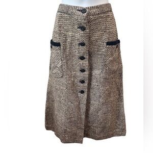 Vintage 60s Skirt MIDI Textured Rare Junior House Small